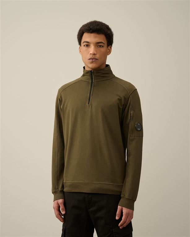 スウェット・トレーナー C.P. Company Men's Lens Wappen Light Fleece Sweatshirt Ivy G LIGHT FLEECE ZIPPED SWEATSHIRT IVY GREEN C.P. COMPANY